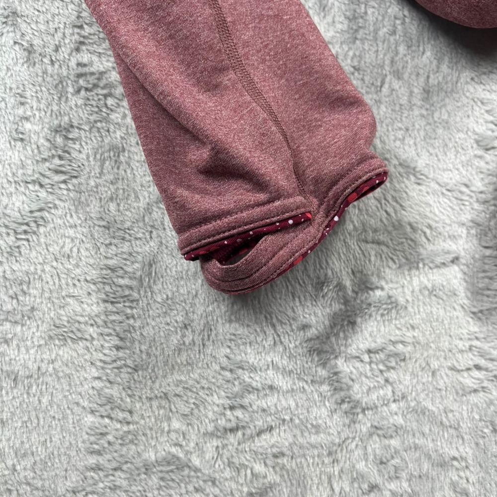 Patagonia Womens Speedwork XL 1/4 Zip Pullover Heathered Burgundy Dot Trim - Picture 12 of 13